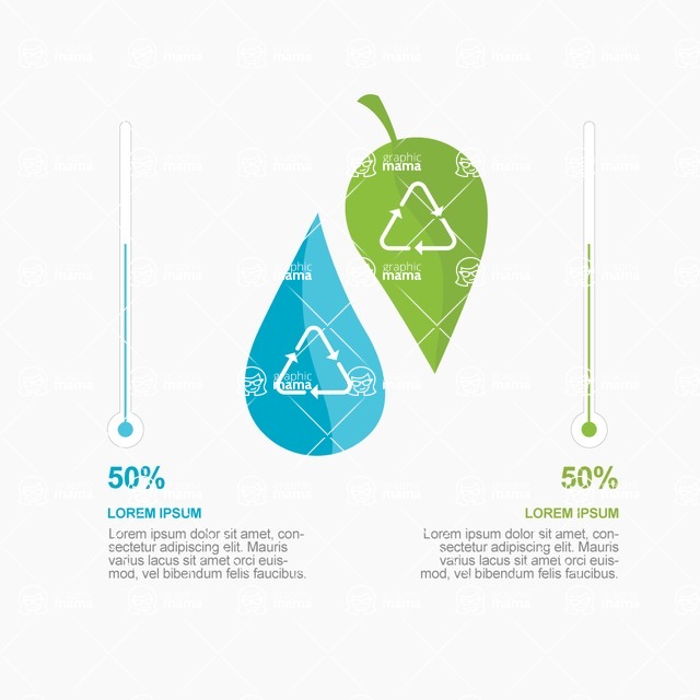 Infographic Templates Collection - Vector, Photoshop, PowerPoint, Google Slides - Leaf and a Water Drop Infographic Template Vector Design